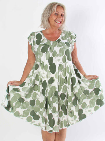 Akantha - Mönstrad plus size sommarklänning i lätt viskos