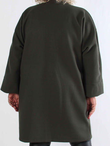 Annah Midi - Plus size frakke med tydelige syninger og lommer
