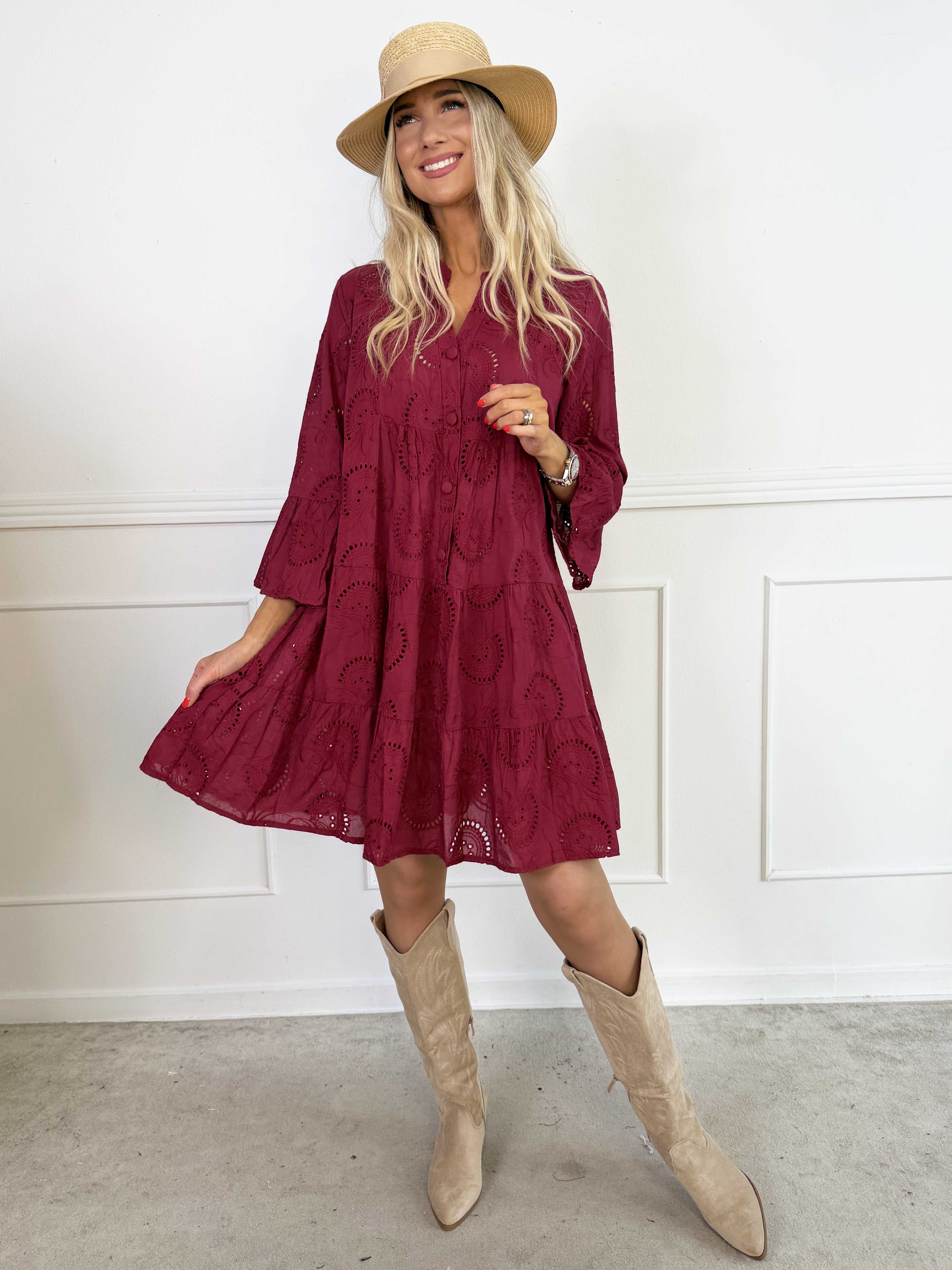 Benti - Tunikakjole i viskose med broderie anglaise