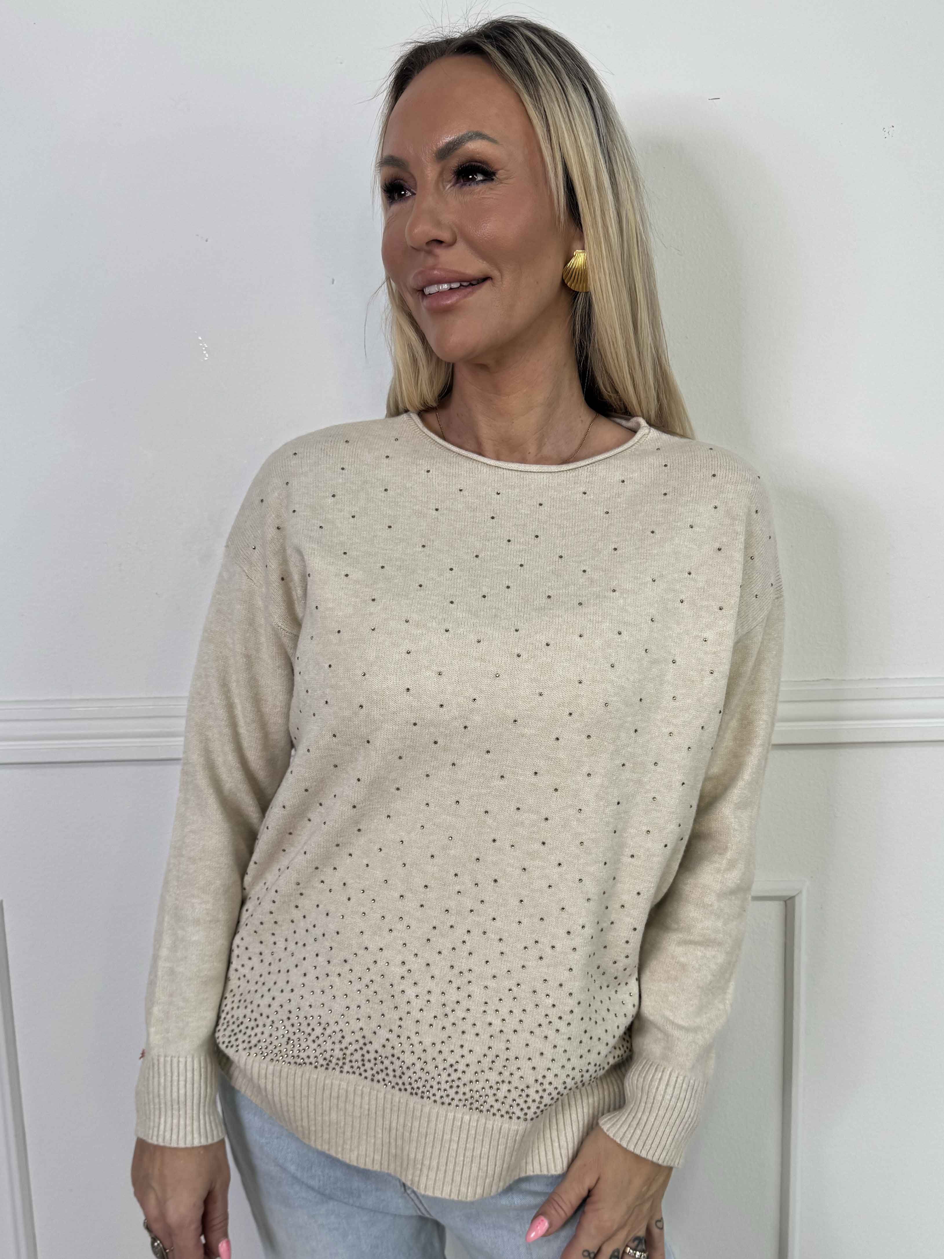 Cajsa - Mega blød strikbluse med fine similisten