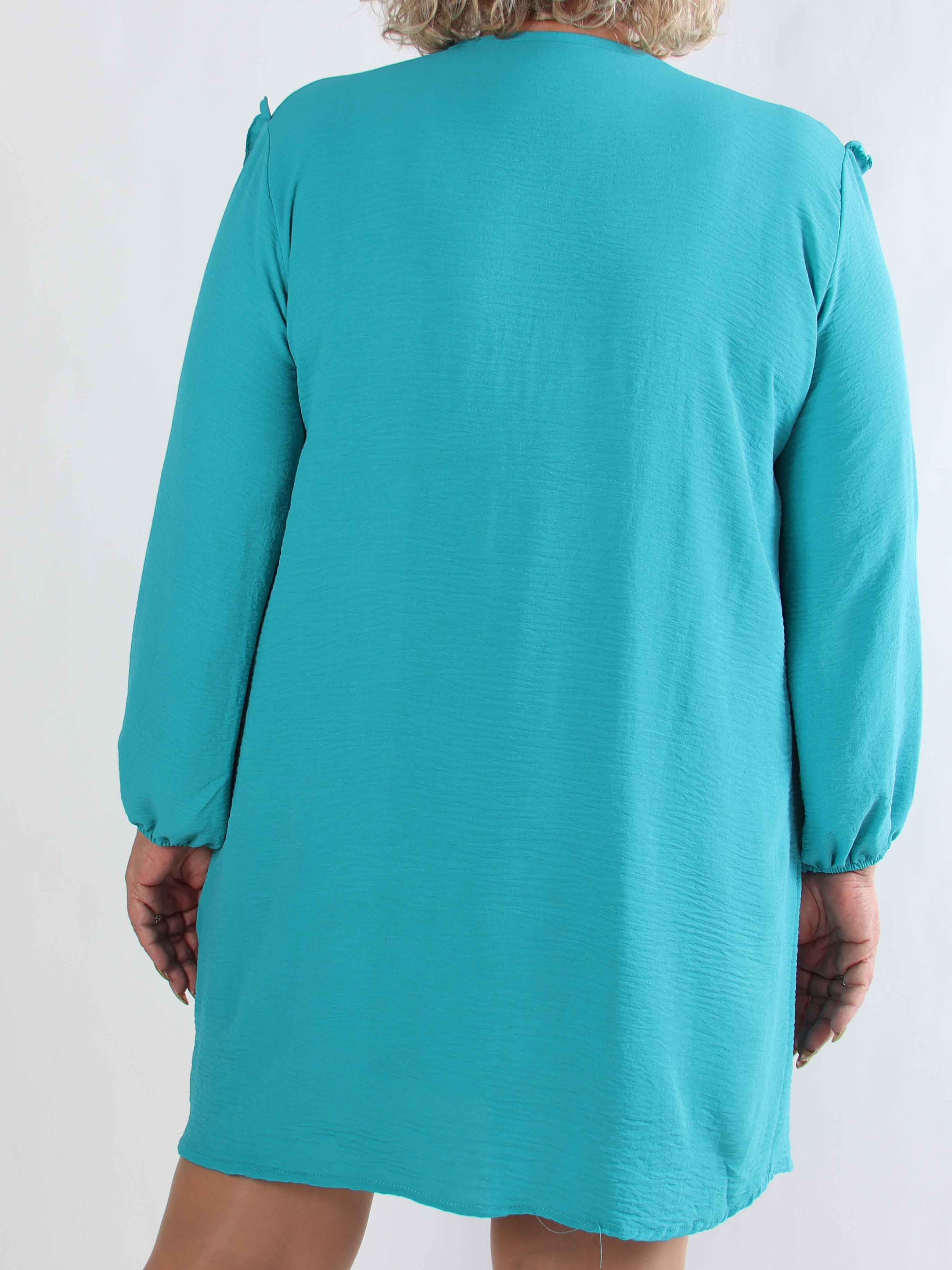 Catalina - Plus size tunikakjole i viskose med flæser og sløjfer