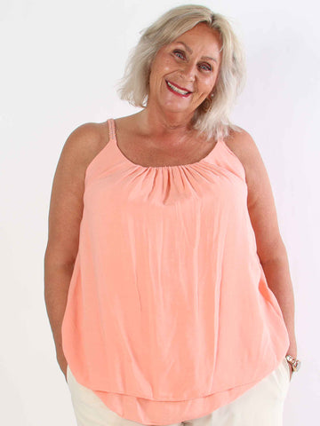 Chalkis Top - Plus size topp i mjuk viskos med flätade axelband