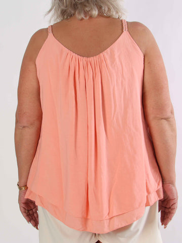 Chalkis Top - Plus size topp i mjuk viskos med flätade axelband