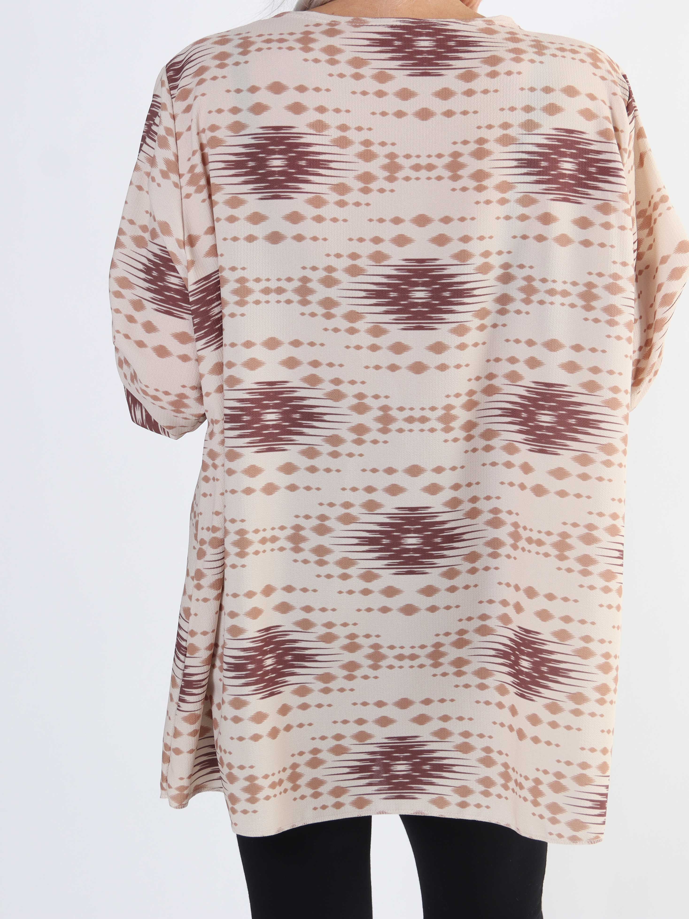 Claudia Pattern - Tunika med tryck och dragkedja i plus size