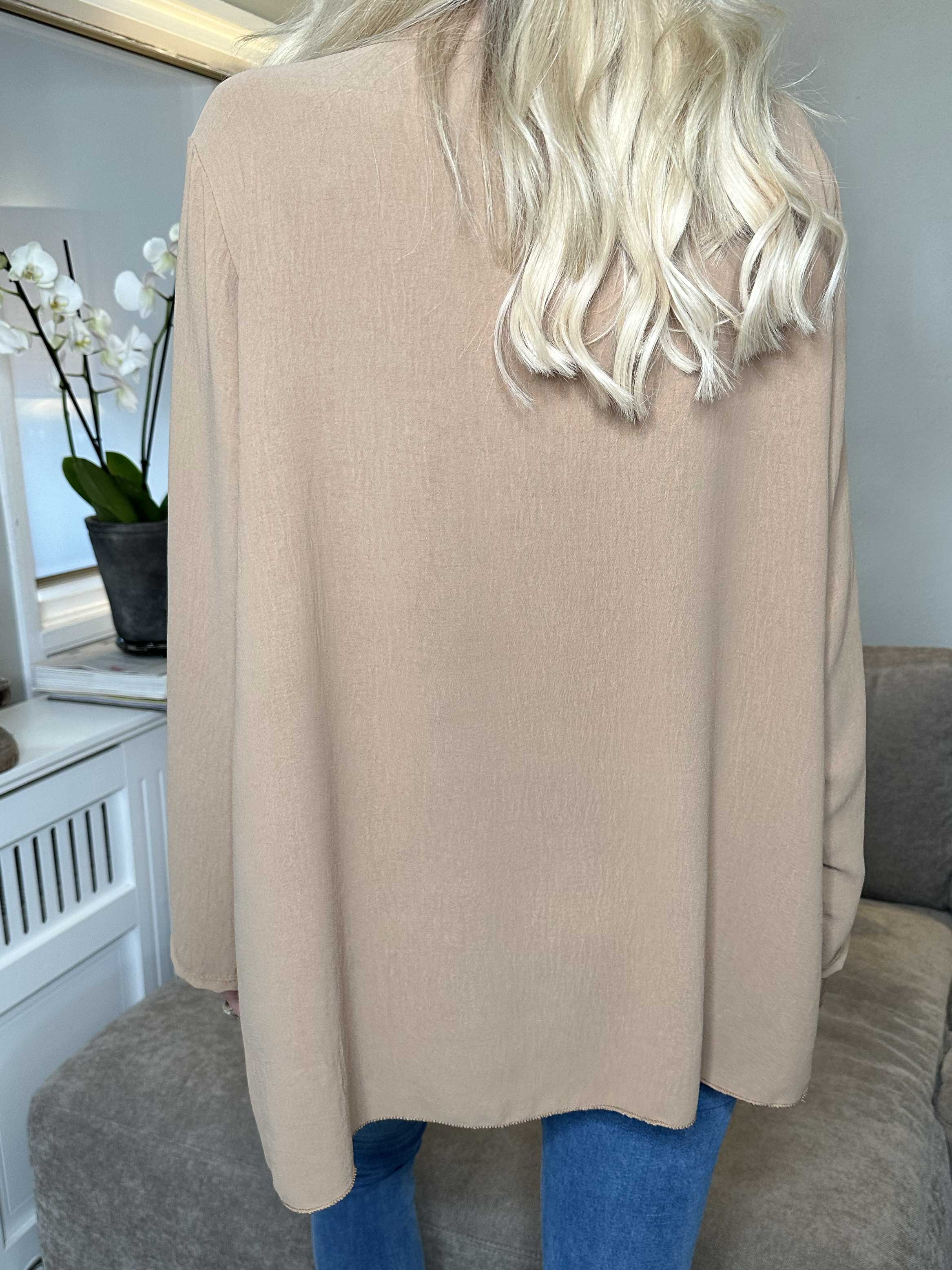 Claudia - Tunika i enfärgat med dragkedja - Beige