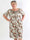 Cora Flower Midi - Elastisk blomstret plus size kjole med guld print