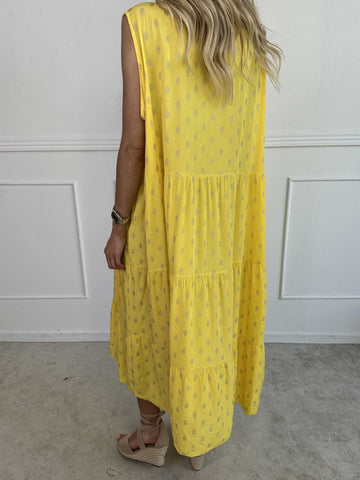 Dotti Gold Sleeveless - Klänning med lager på lager look i viskos