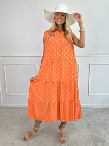 Dotti Gold Sleeveless - Klänning med lager på lager look i viskos