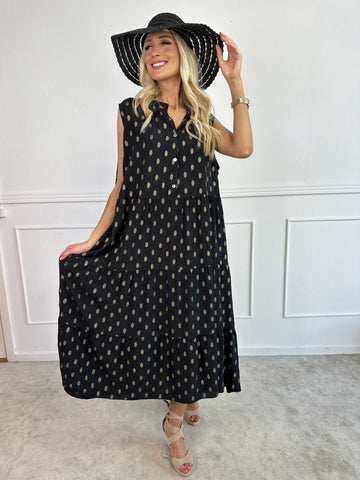 Dotti Gold Sleeveless - Klänning med lager på lager look i viskos