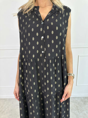 Dotti Gold Sleeveless - Klänning med lager på lager look i viskos