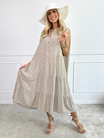 Dotti Gold Sleeveless - Klänning med lager på lager look i viskos