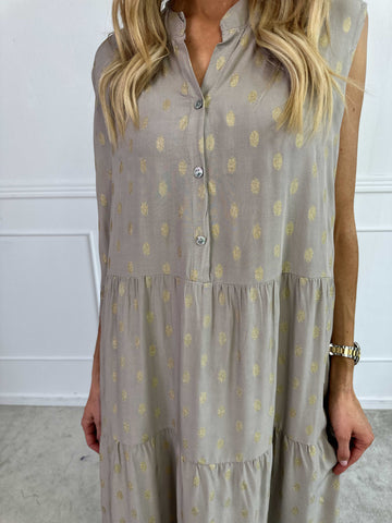 Dotti Gold Sleeveless - Klänning med lager på lager look i viskos