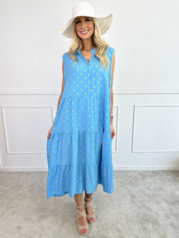 Dotti Gold Sleeveless - Klänning med lager på lager look i viskos