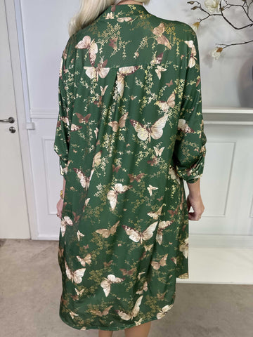 Ebba Butterfly - Elastisk klänning med gulddetaljer och fjärilar