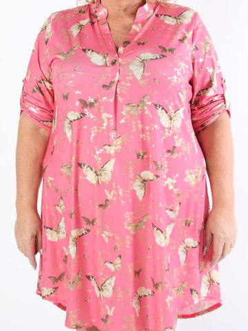 Ebba Butterfly - Elastisk plus size-klänning med fjärilar