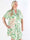 Ebba Gold Leaf Sleeveless - Plus size skjortklänning i stretchigt tyg med bladtryck