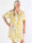 Ebba Gold Leaf Sleeveless - Plus size skjortklänning i stretchigt tyg med bladtryck