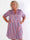 Ebba Stripe Long - Randig elastisk plus size klänning med guldfärgade blad