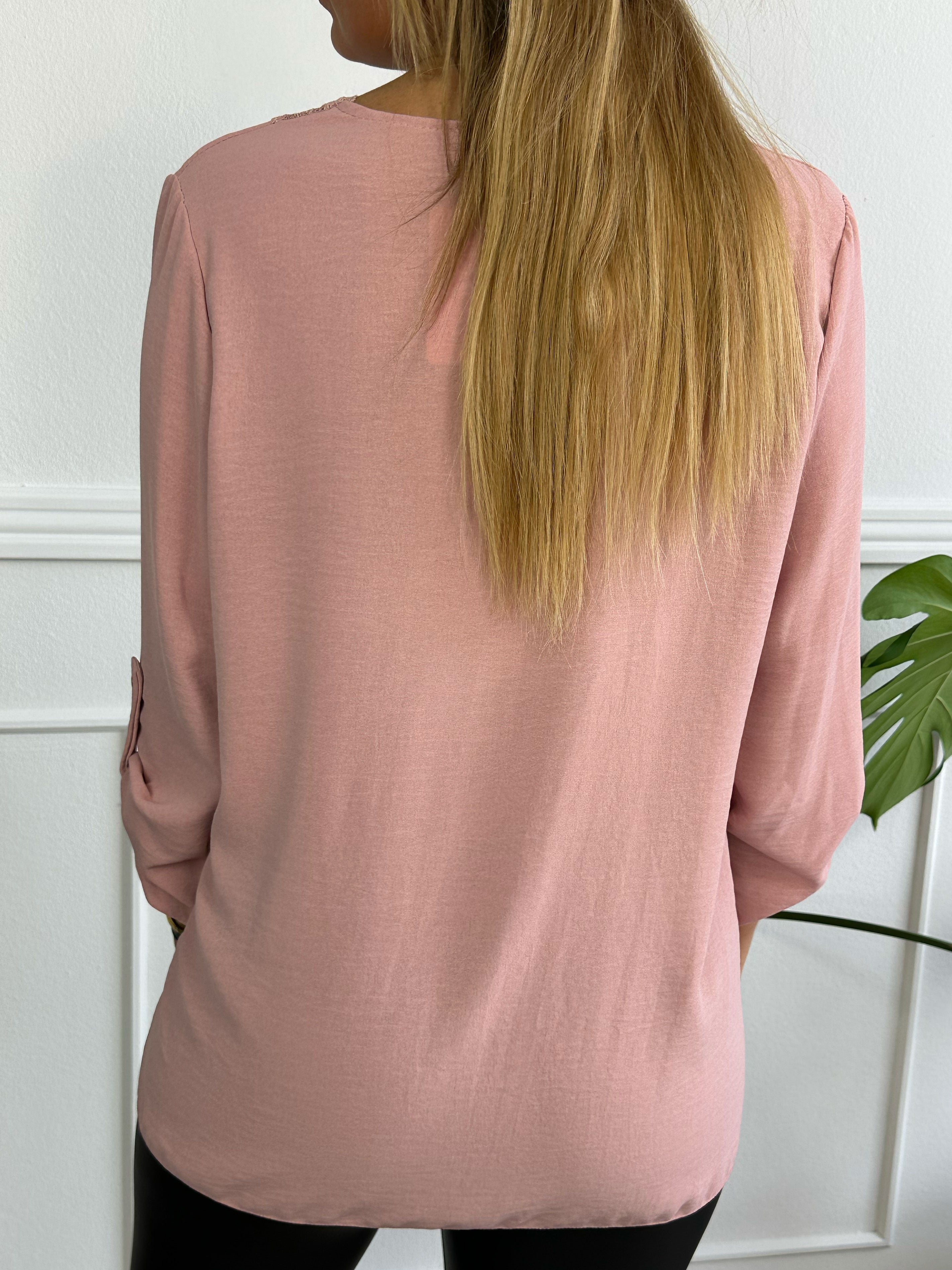 Elly Shirt - Simpel blus med spetskant