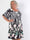Elna Floral Stripe Short - Elastisk plus size klänning med smockat bröst