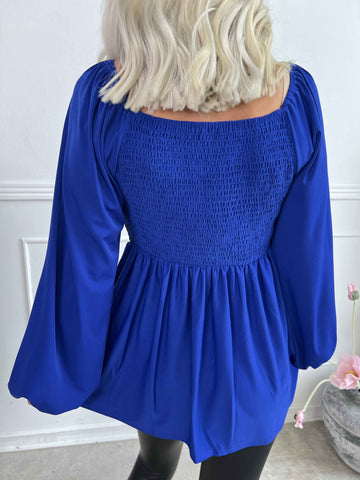 Elna Plain Shirt L/S - Elastisk bluse med smock over brystet