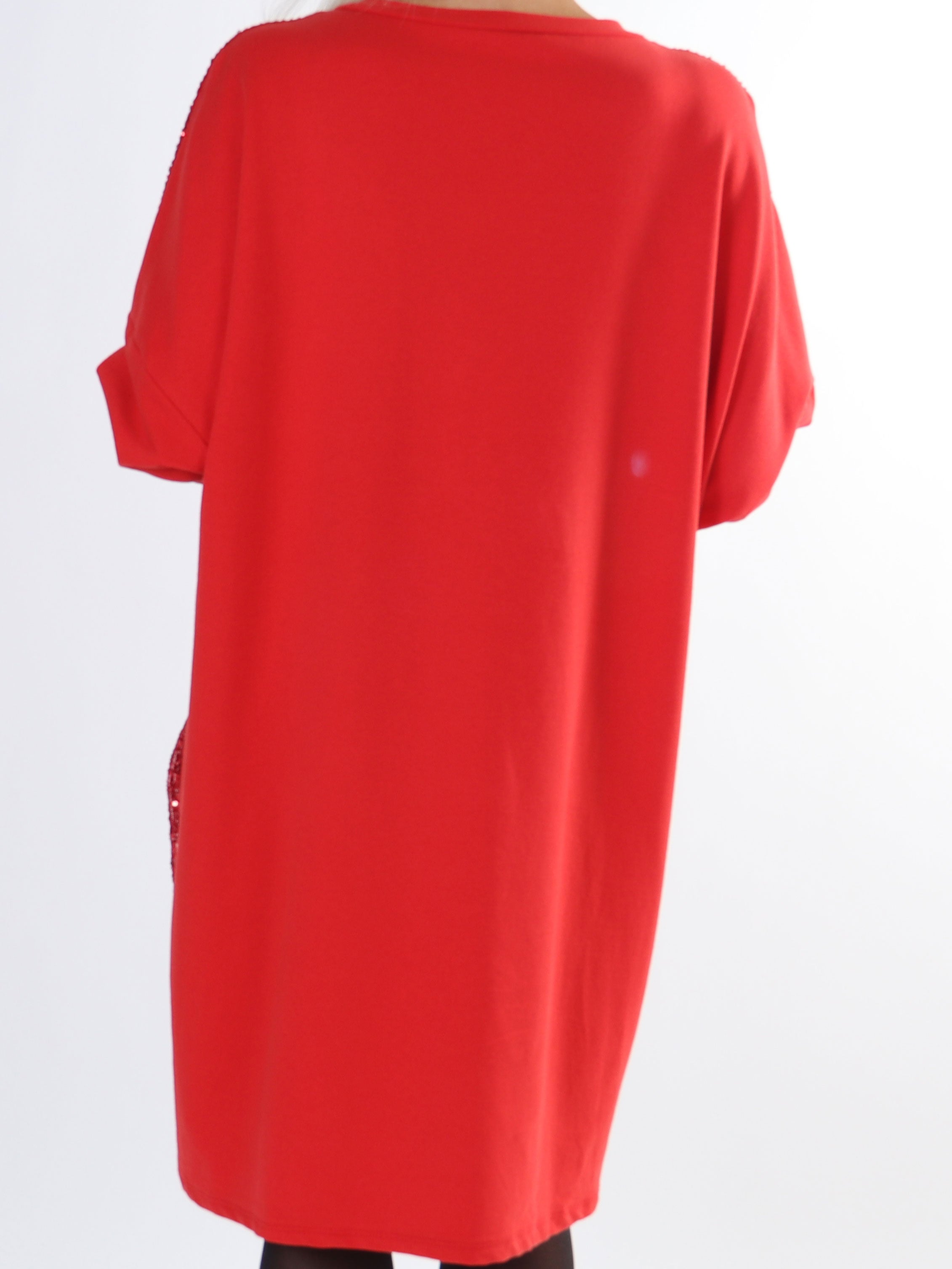 Eria - Klänning i stora storlekar med paljetter framtill