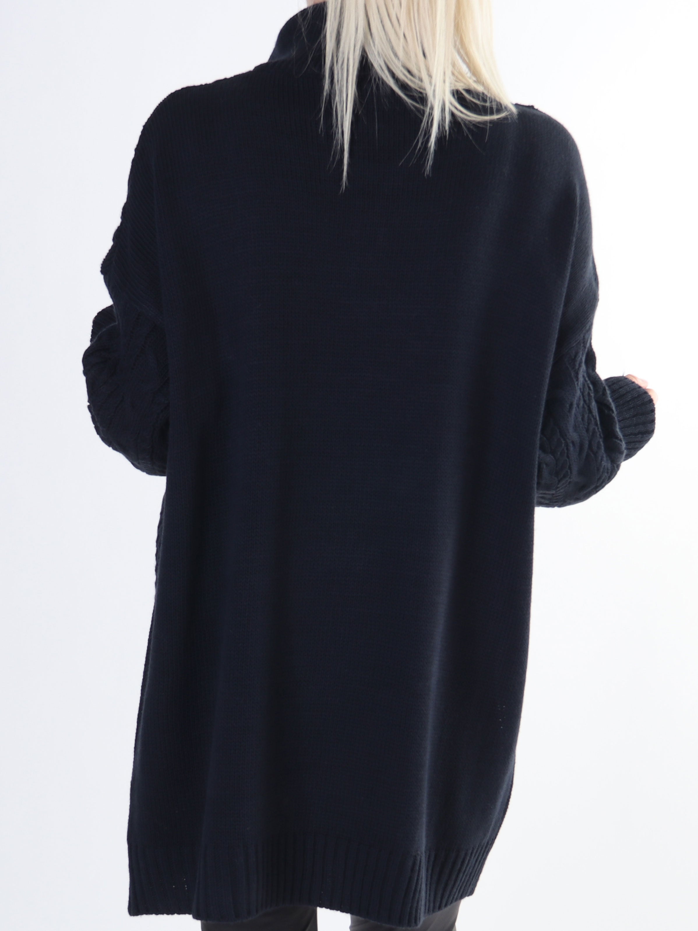 Esly - Kabelstickad tröja med dragkedja i plus size