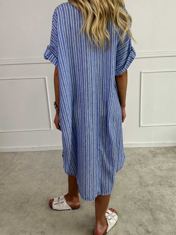 Evelyn - Randig tunikaklänning med skjortkra