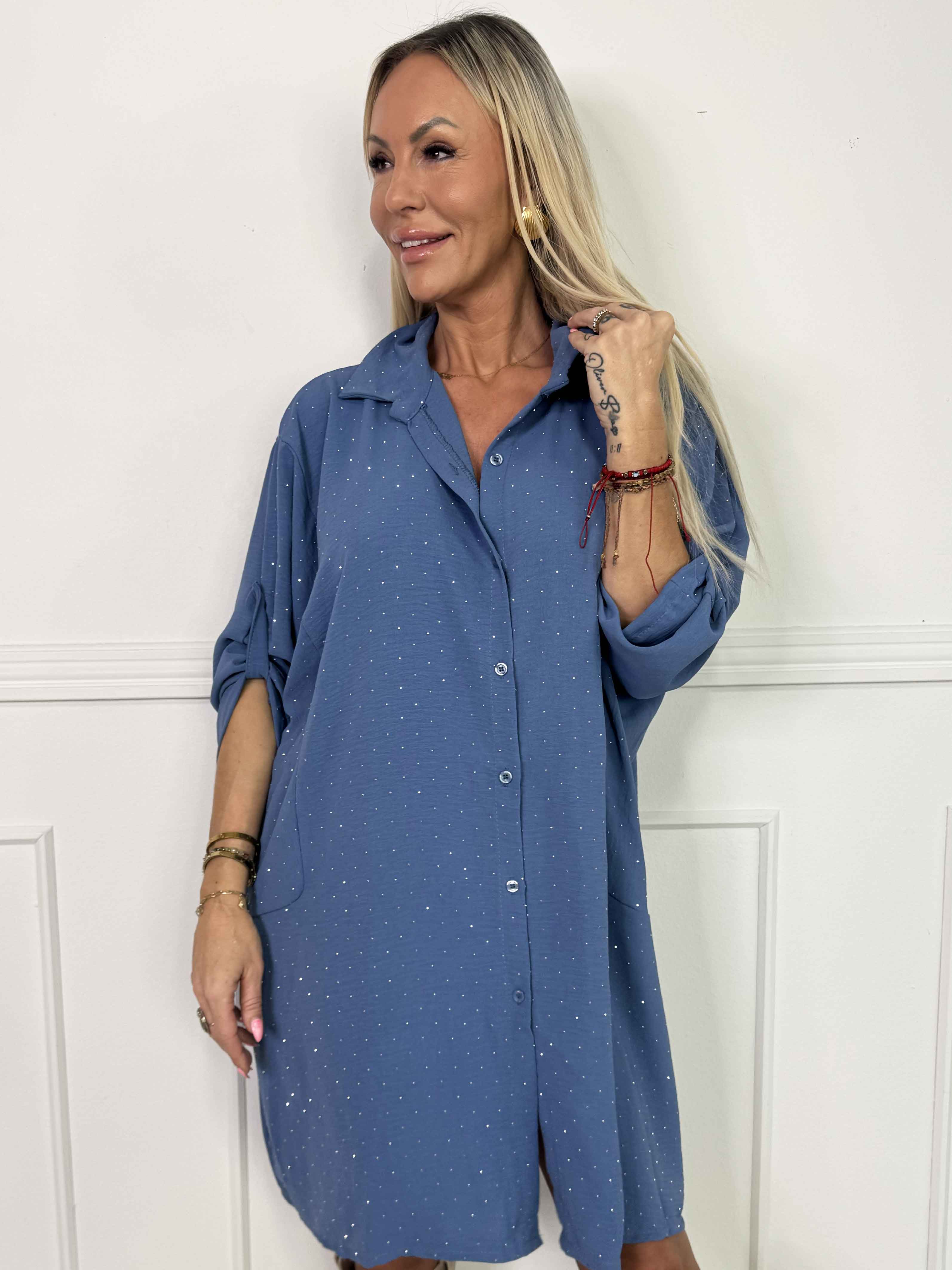 Franci - Skjortekjole i viskose med similisten