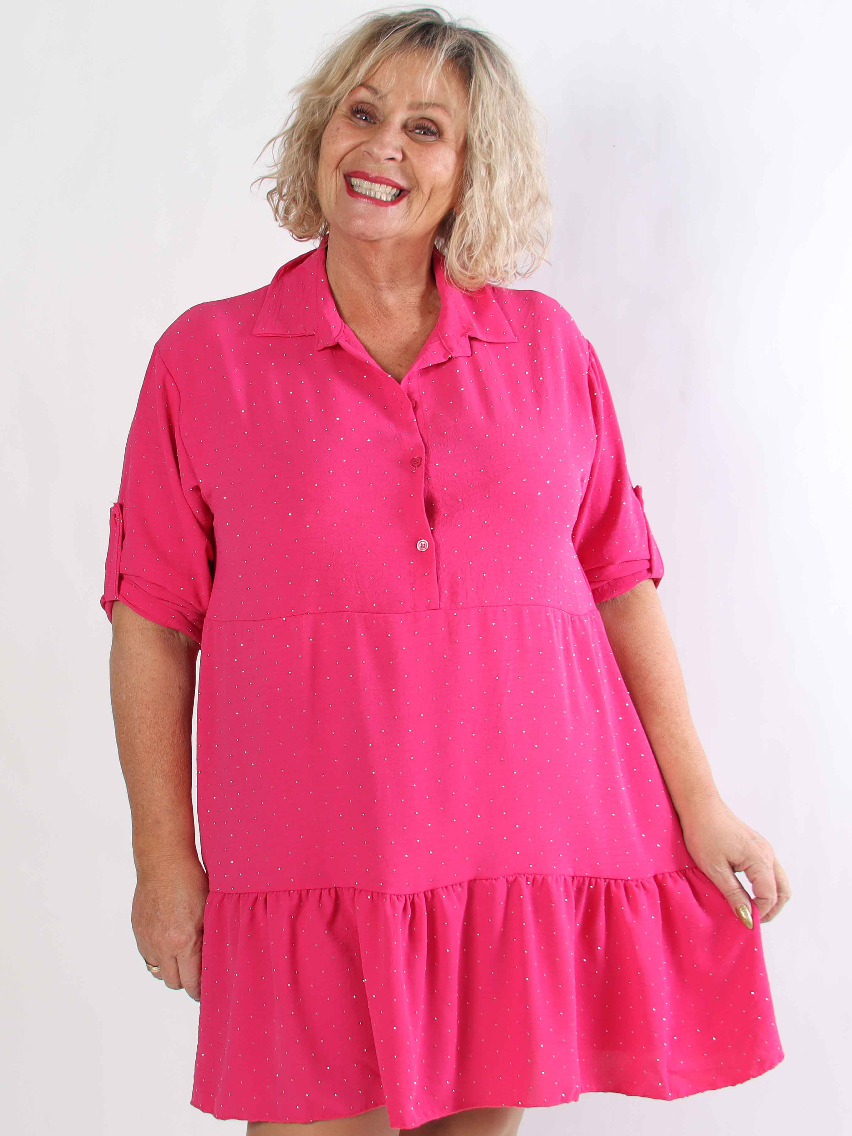 Gissele - Sød plus size kjole i viskose med fine similisten