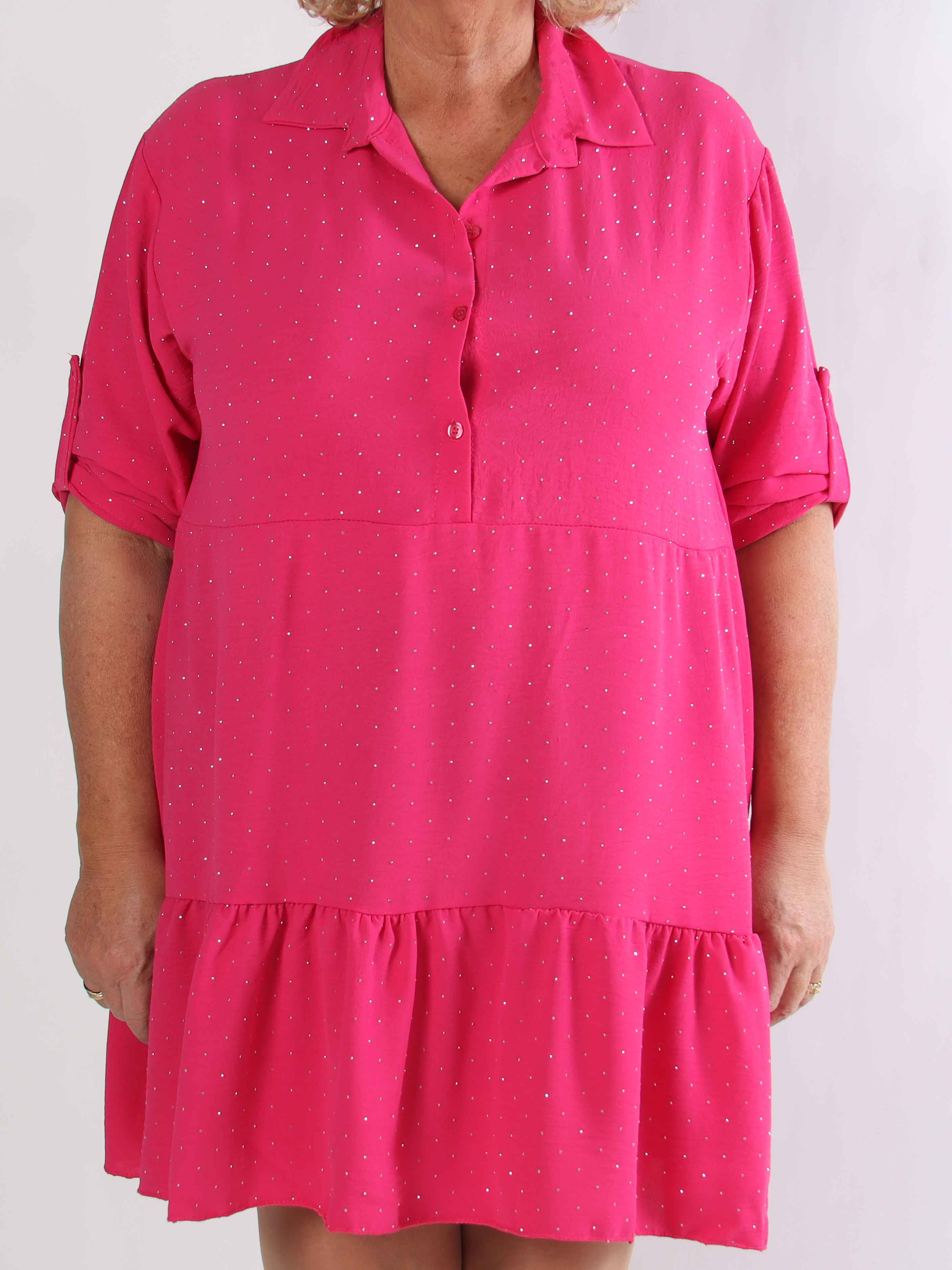 Gissele - Sød plus size kjole i viskose med fine similisten