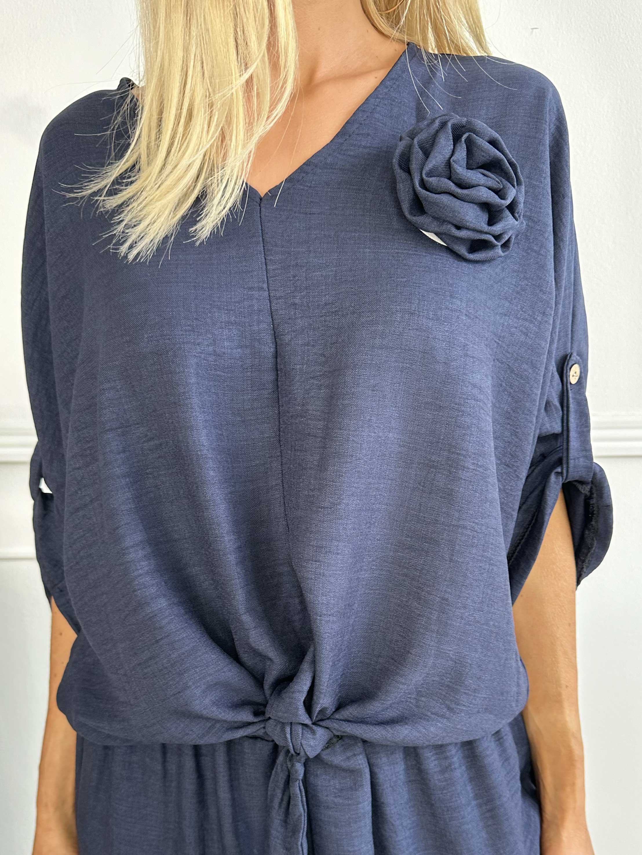 Bella - Söt tunika med knut och avtagbar blomma
