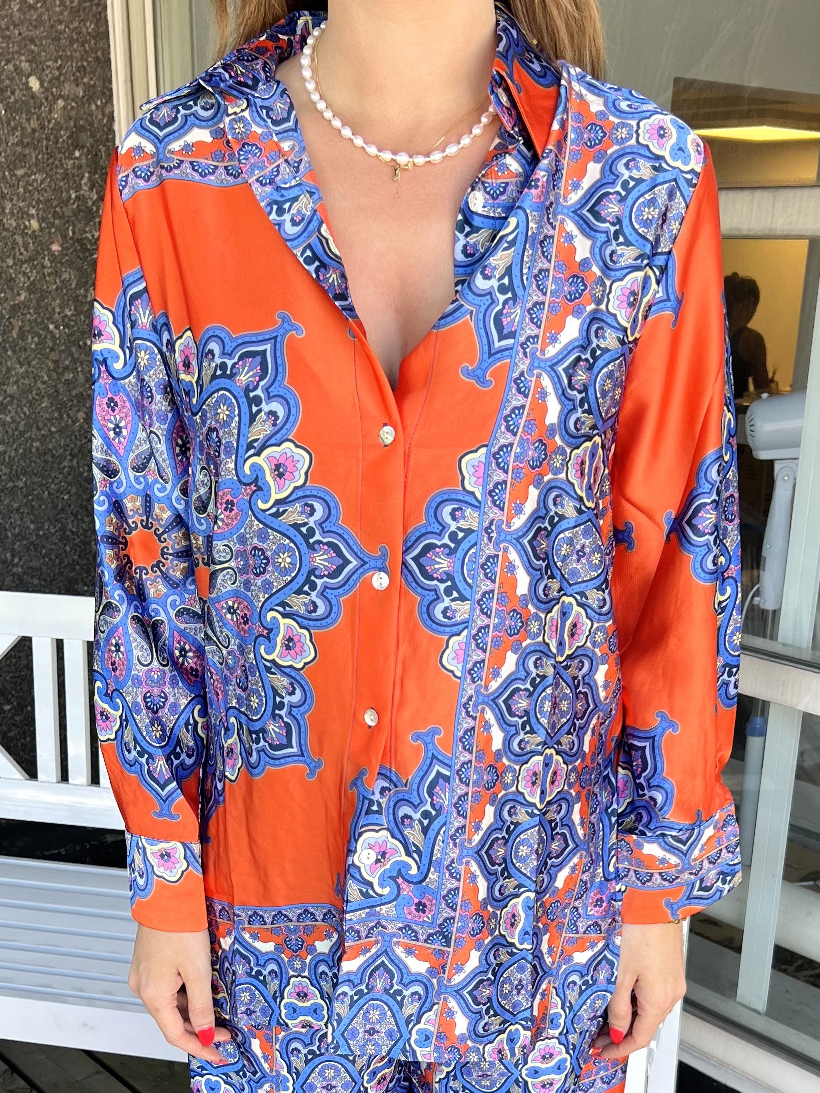 Mali - Paisleymönstrad skjorta i sidenlook