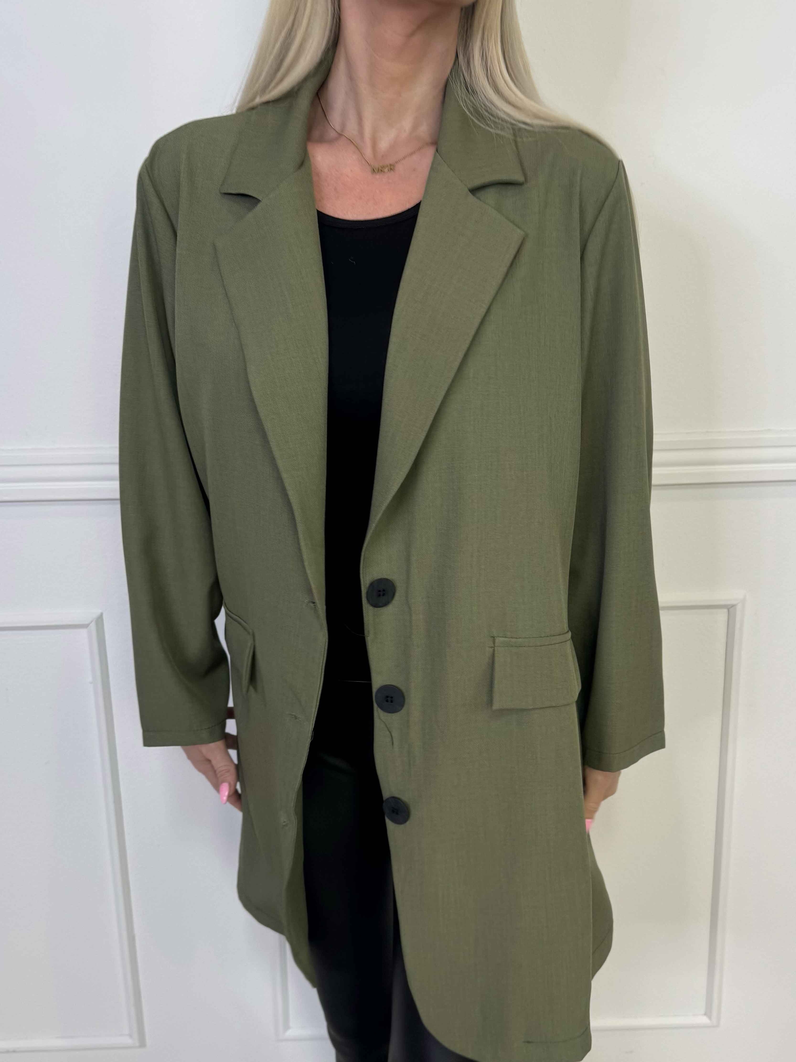 Lanthe Long Plain - Lang ensfarvet blazer