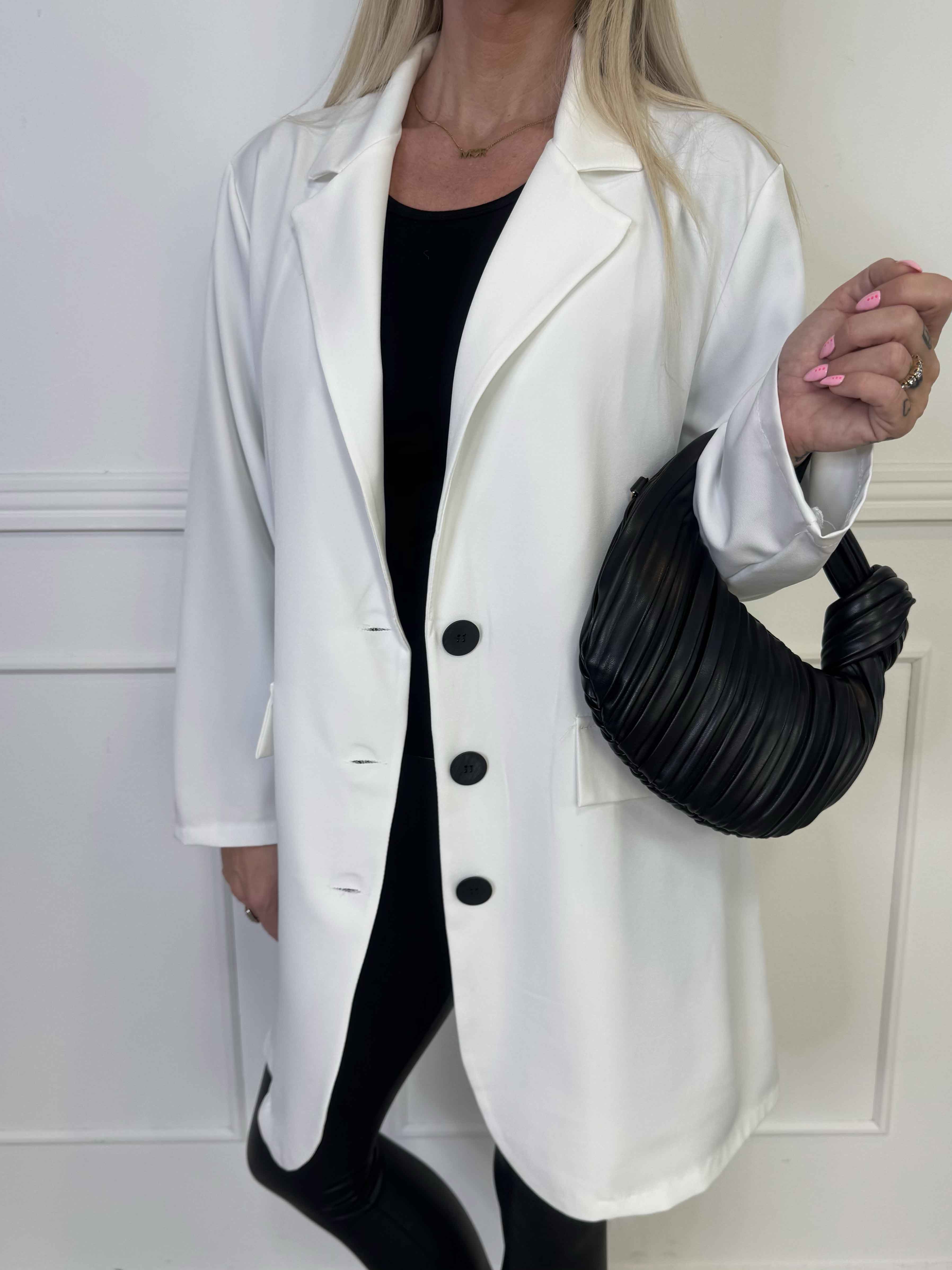 Lanthe Long Plain - Lang ensfarvet blazer