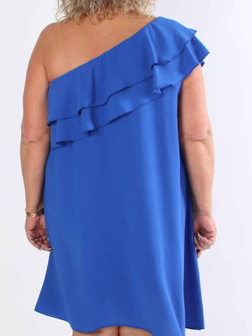 Catelyn - Söt one shoulder klänning med volanger