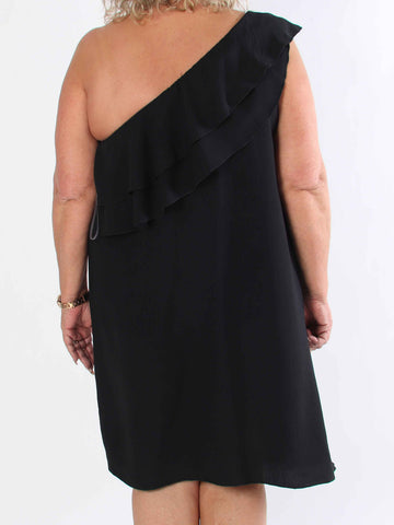 Catelyn - Söt one shoulder klänning med volanger