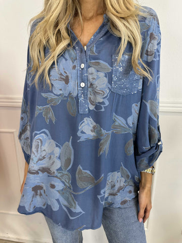 Ella - Söt tunika i viskos med blommiga motiv