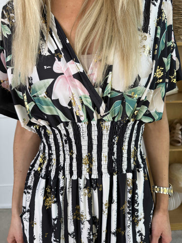 Pams Floral Stripe Jumpsuit - Stretchig jumpsuit med blommotiv