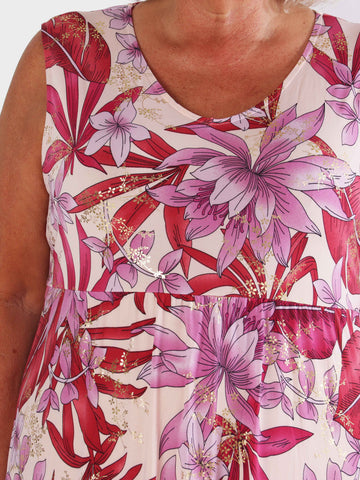 Karini - Elastisk blommig plus size klännning med lager på lager look