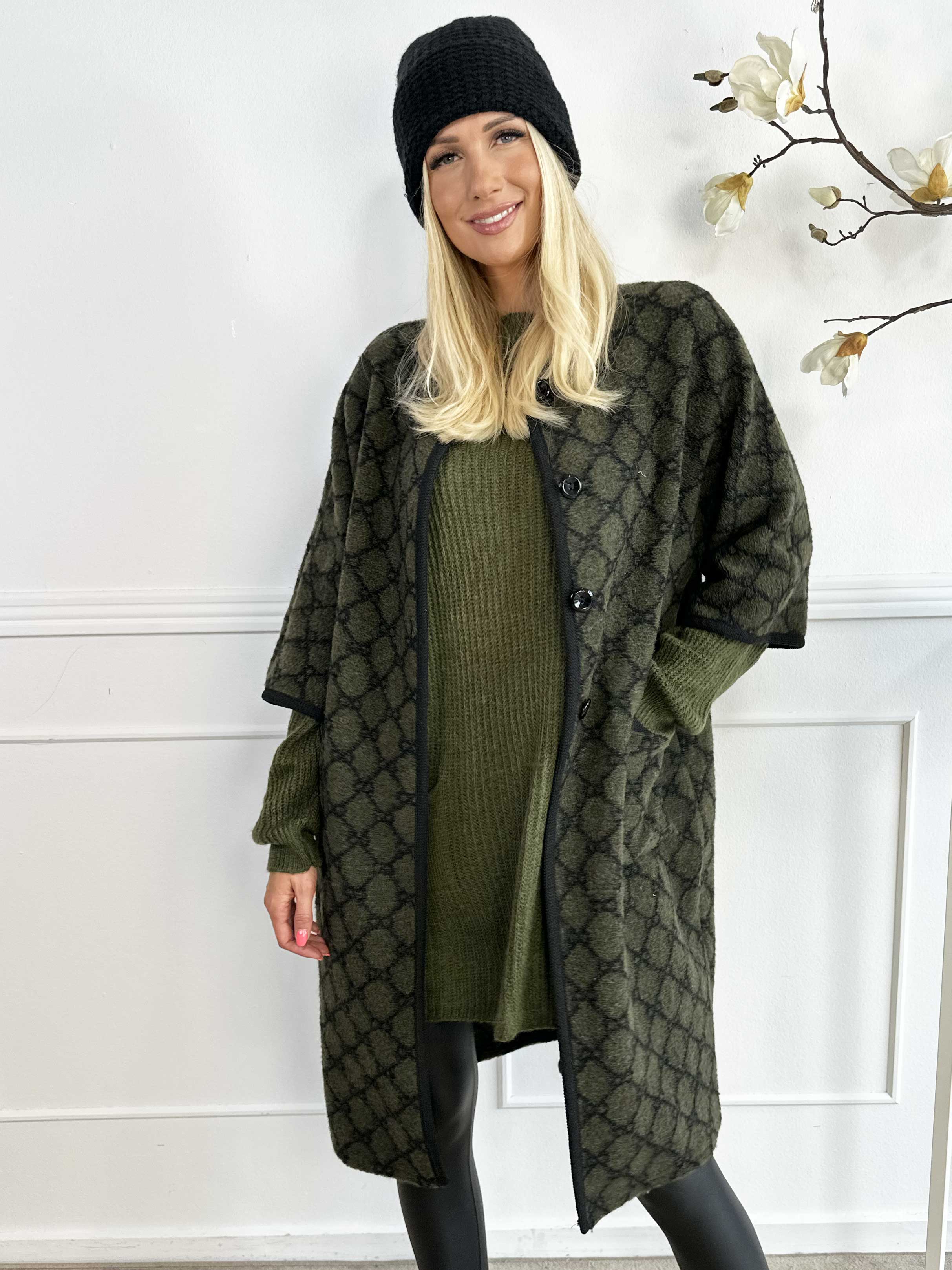 Arianna - Mönstrad kappa med ullfoder