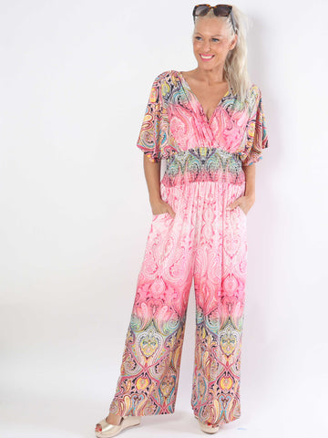 Pams Paisley Jumpsuit - Elastisk jumpsuit i plusstorlek med mönster