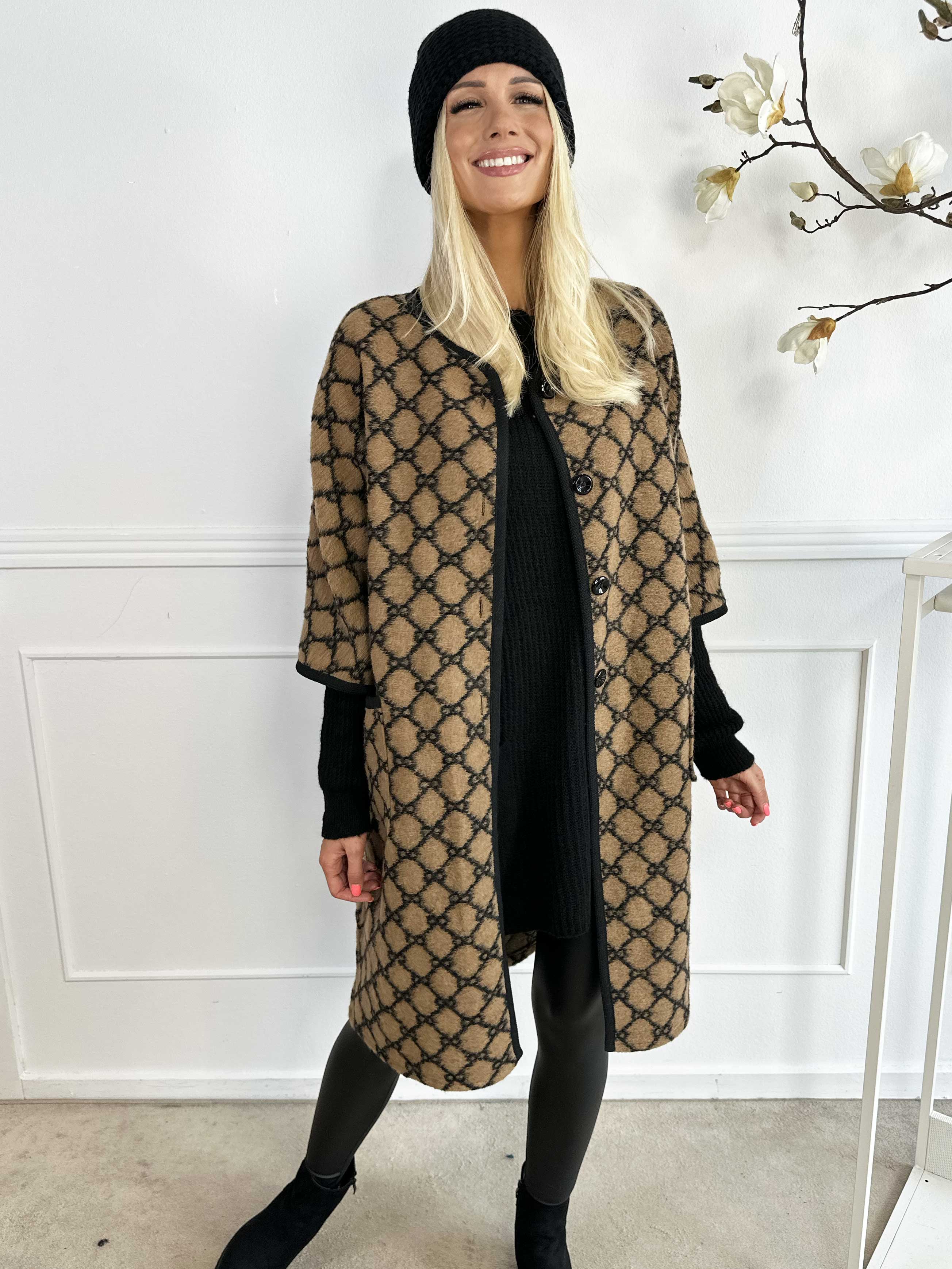 Arianna - Mönstrad kappa med ullfoder