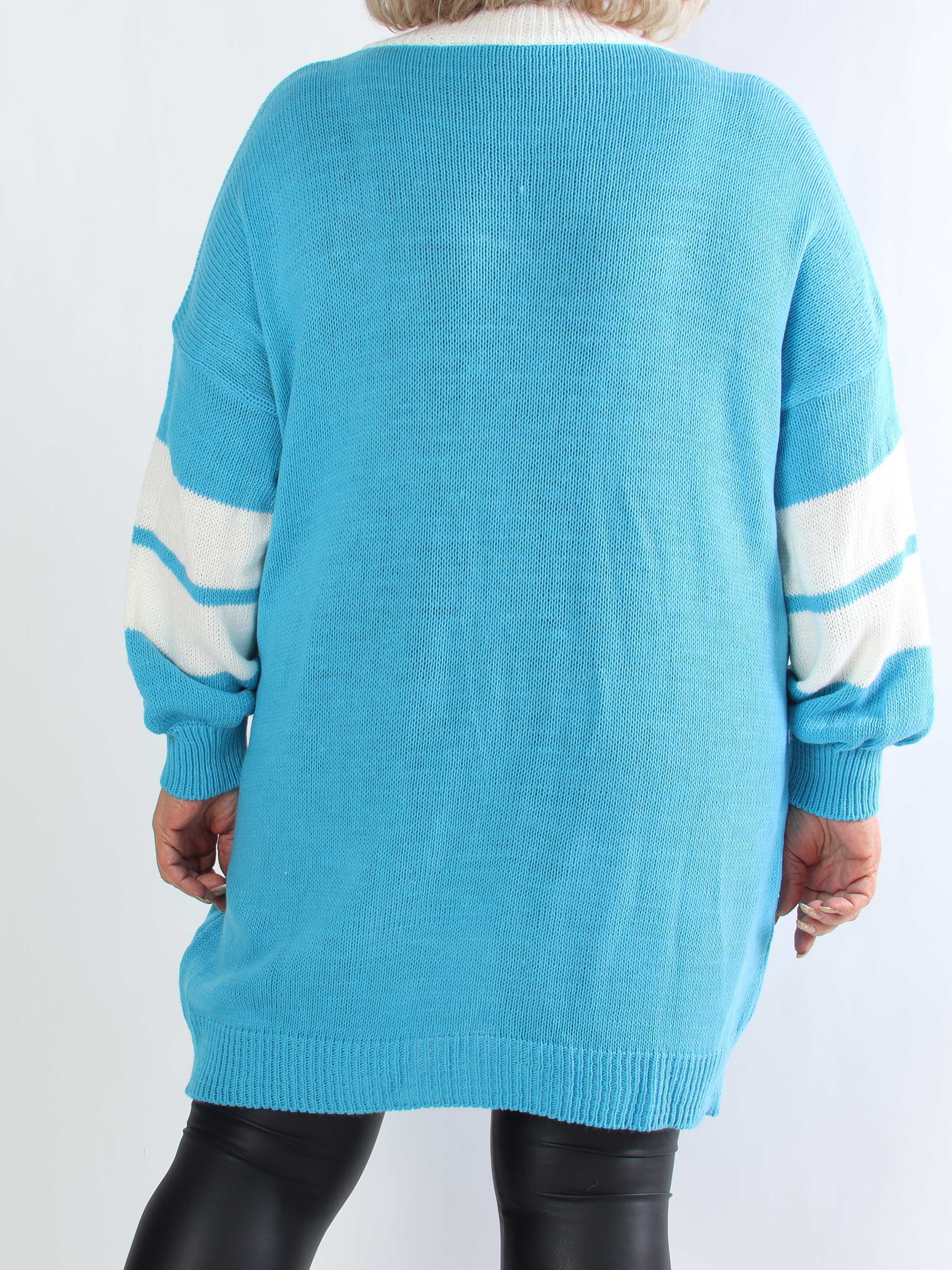 Tiane - Sporty plus size strikkjole med motiv foran