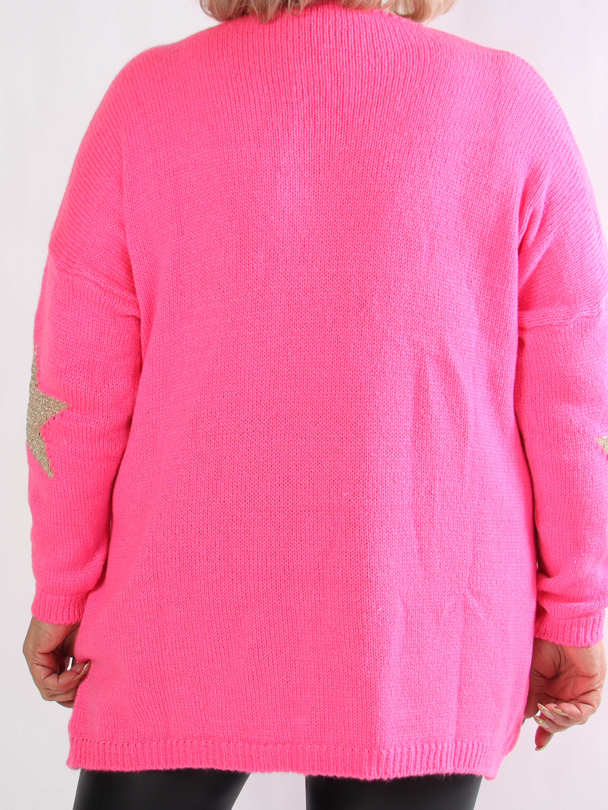 Nikola - Plus size strikkjole med guldstjerner og v-udskæring