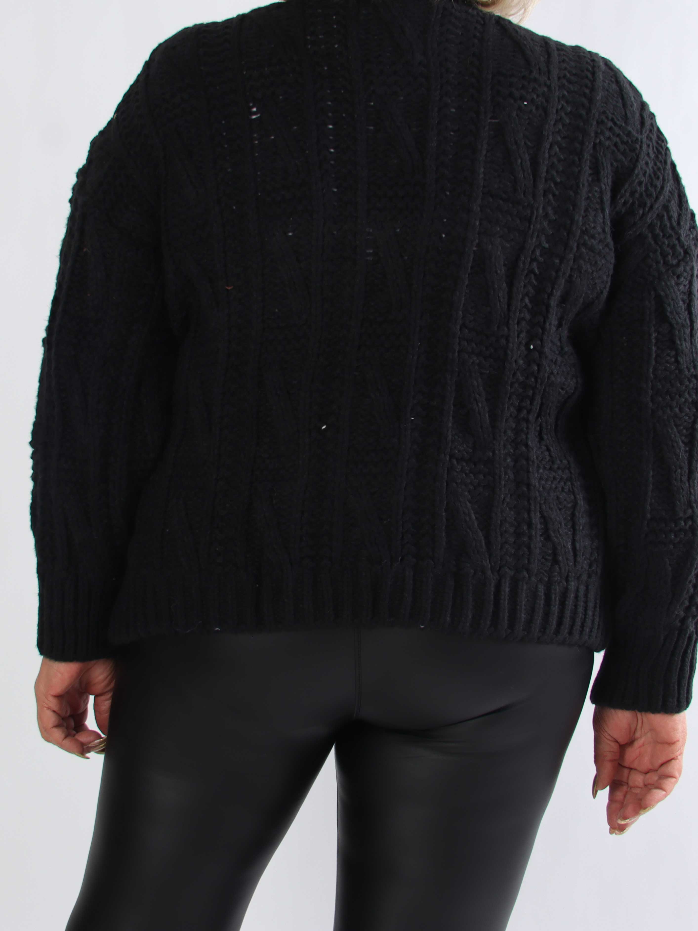 Trisse - Plus size strikcardigan med mesh og pailletter
