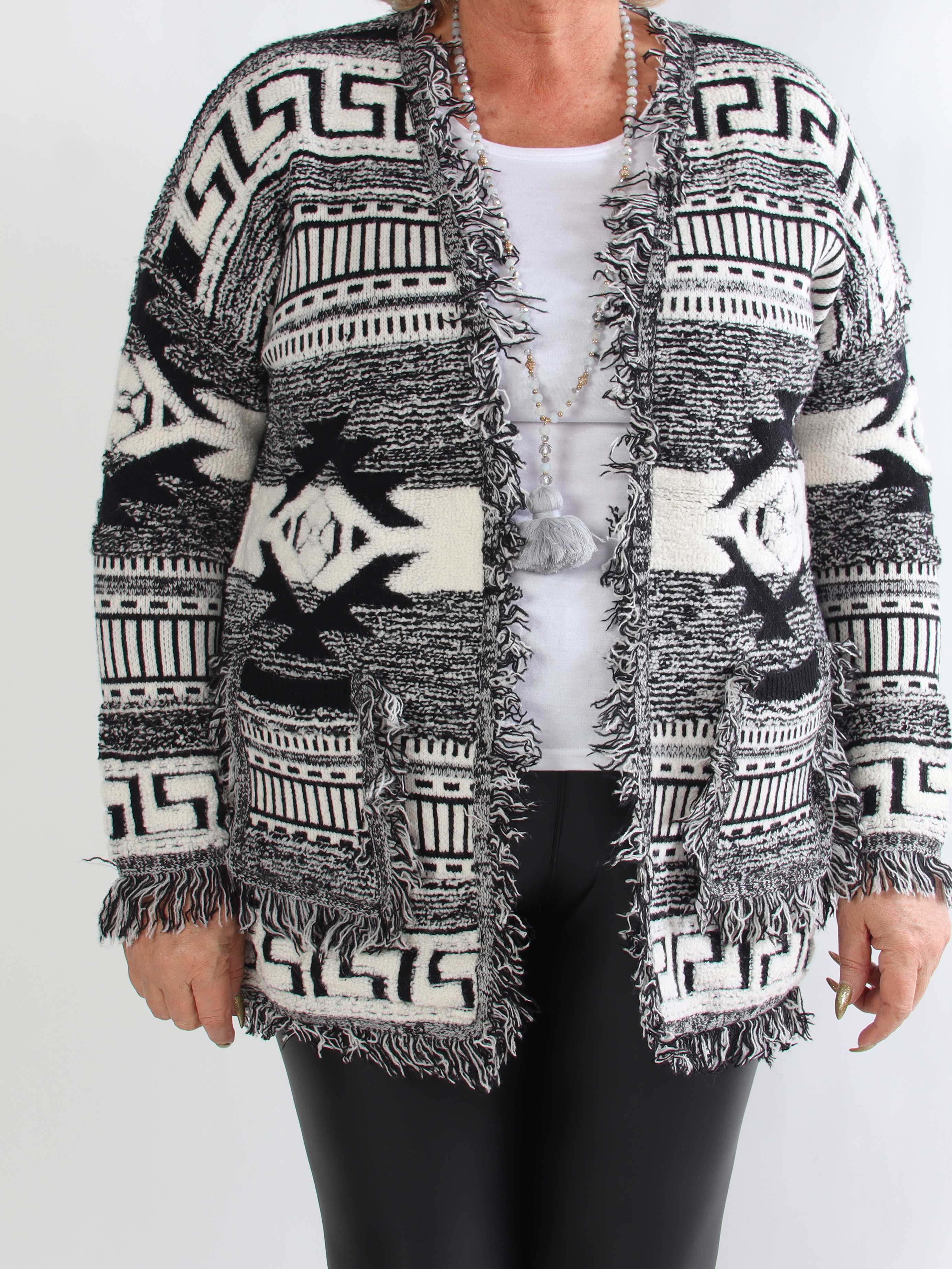 Sannie - Blød plus size cardigan med flot mønstee