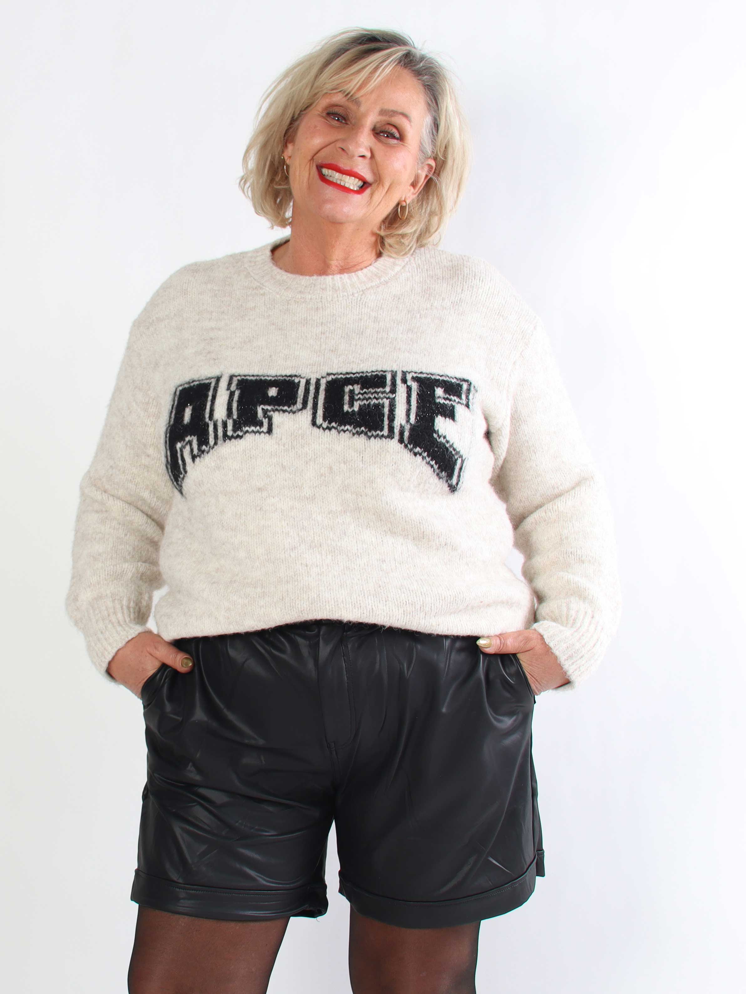 Beate - Læderlook shorts med høj talje