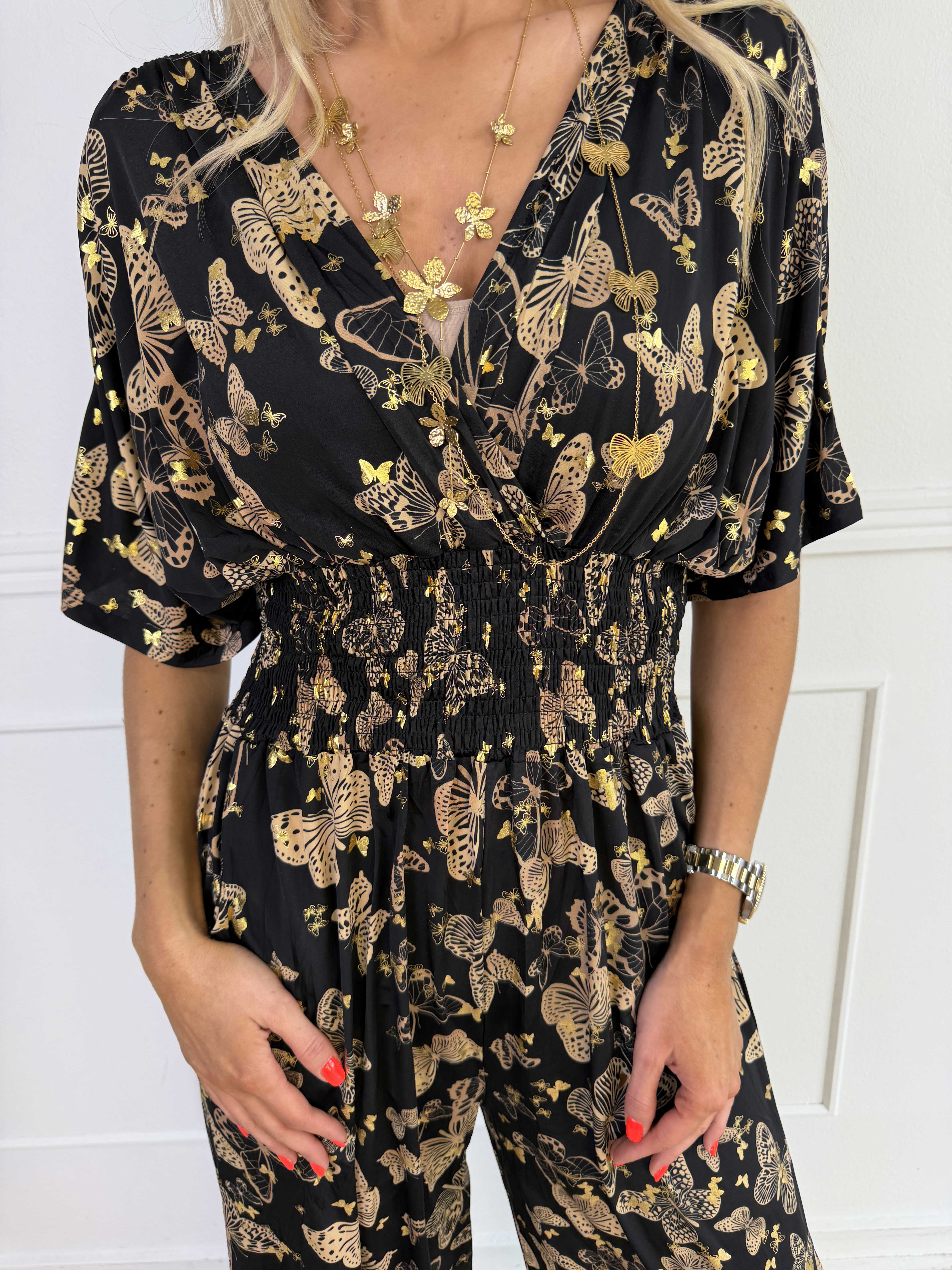 Pams Butterfly Jumpsuit - Elastisk jumpsuit med fjärilsmönster