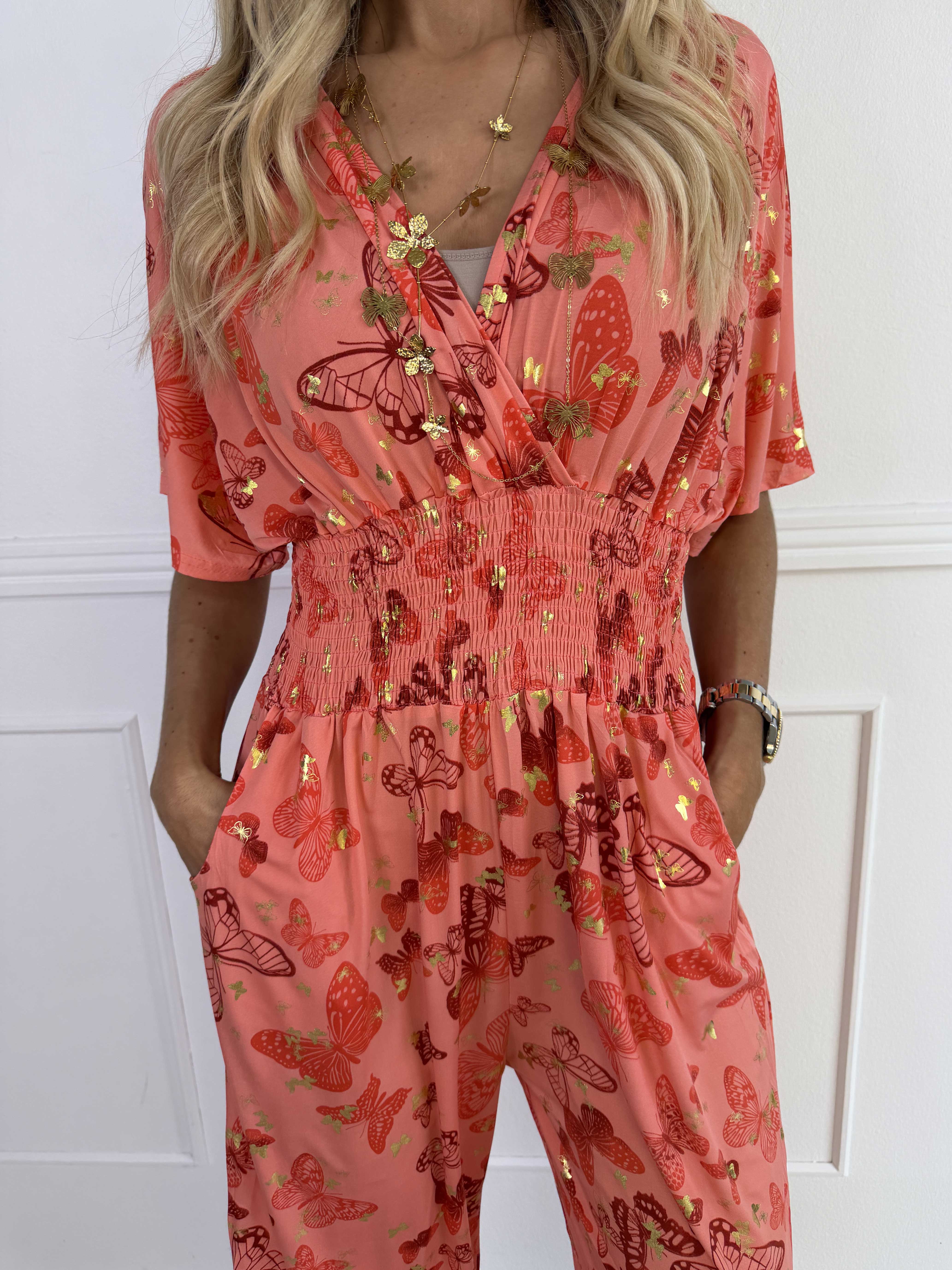 Pams Butterfly Jumpsuit - Elastisk jumpsuit med fjärilsmönster